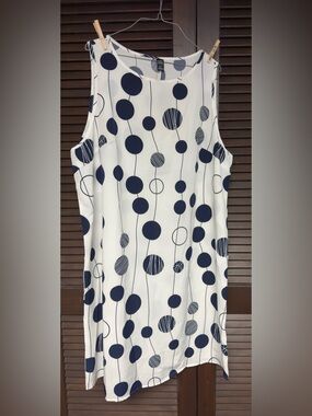 Emery Rose White/Navy Blue Polka Dot Summer Dress. 3x